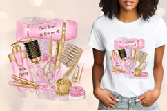 Pink Hair Salon Sublimation PNG Beauty Tools Design Product Image 3