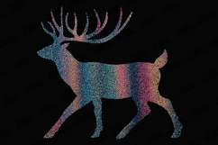&quot;Rainbow Pointillism Stag Silhouette Clip Art PNG&quot; Product Image 1