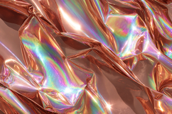 A shiny, crinkled, holographic foil with rainbow colors Product Image 1
