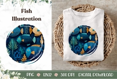 Cartoon Fish Illustration, Cartoon Sea PNG, Ocean PNG Product Image 1