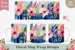 Watercolor Flowers Mug Design, Floral Mug Sublimation Design Product Image 1