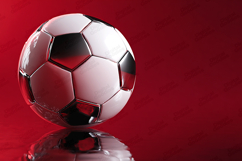 Glossy Soccer Ball on Red Background Sports Design Art Product Image 1