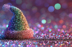 &quot;Rainbow Glitter Santa Hat Bokeh Christmas Background JPG&quot; Product Image 1