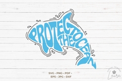 Protect the Ocean in the shape of an Orca Whale SVG Cut File Product Image 1