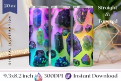 Gemstones Tumbler Design, Colorful Minerals Tumbler PNG Product Image 1