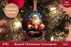 Santa Claus Round Ornament, Santa Claus Gift Tag Design Product Image 1
