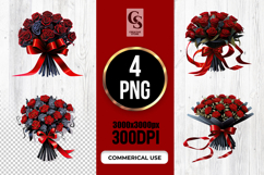 Elegant Red Rose Bouquet Clipart Sublimation PNG Product Image 1