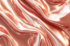 A shiny, rose-gold metallic fabric with smooth folds Product Image 1
