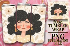 Watercolor Women Portrait with Flowers Tumbler Wrap 20oz Product Image 1