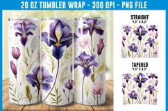 Iris Floral Tumbler Wrap | Floral Tumbler Sublimation Product Image 1