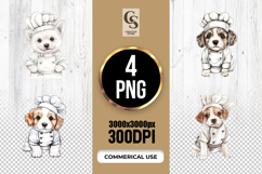 Watercolor Cute Chef Dog Clipart Sublimation PNG Product Image 1