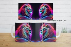 3D Neon Lion Mug Wrap | Mug sublimation design Product Image 3