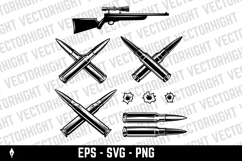 Crossed bullets cartridges from assault rifle. Design elemen Product Image 1