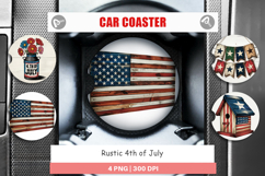 Car Coaster Rustic 4th of July Product Image 1