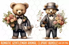 Romantic Gentleman Animal clipart, Watercolor Clipart Product Image 1