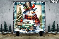 Christmas Snowman, Christmas Square Sublimation Slate Design Product Image 1