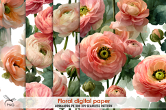 Watercolor floral digital paper, seamless pattern Product Image 1