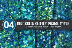 Blue Green Glitter Digital Paper Product Image 1
