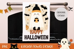 Cartoon Halloween Bats Towel, Halloween Ghost Towel Design Product Image 1