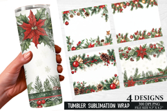 Christmas Flowers Tumbler | Christmas Tumbler Wrap Design Product Image 1