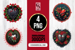 Gothic Rose Heart Mandala Art Clipart Sublimation PNG Product Image 1