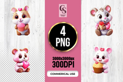 Cute Valentine Mouse Holding Cupcake PNG Product Image 1
