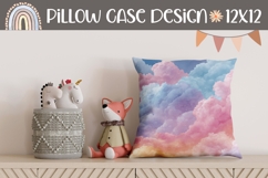 Glitter Rainbow Pillow, Clouds Pillow Sublimation Design Product Image 1