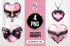 Pink Crystal Heart Clipart Sublimation PNG Product Image 1