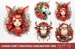 Boho Fairy Christmas Clipart Sublimation Product Image 1