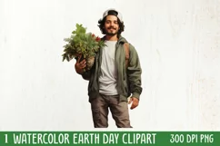 Watercolor Earth Day Clipart, Planet Earth Clipart Product Image 1