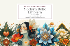 Watercolor Modern Boho Emblem Clipart Product Image 1