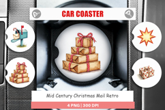 Mid-Century Christmas Mail Car Coaster Product Image 1