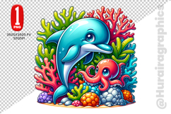 Cute Dolphin Clipart - PNG File Product Image 2