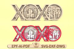 Multilayer XOXO Scene Art Svg Product Image 1