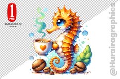 Cute Sea Horse Clipart - PNG File Product Image 1