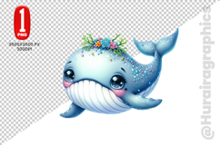 Cute Whale Clipart - PNG File Product Image 2