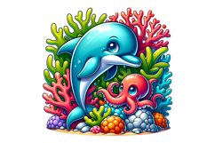 Cute Dolphin Clipart - PNG File Product Image 1