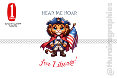 Hear Me Roar Patriotic Lion for Liberty USA Clipart Product Image 1