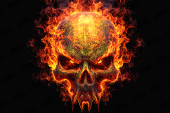 Fiery Flaming Skull Illustration Intense Dark Art Design Product Image 1