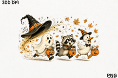 Cute Halloween Ghost Raccoon Duck Trick or Treat SVG Product Image 2