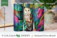 Owl Tumbler Sublimation, Tropical Tumbler Wrap Design Product Image 1
