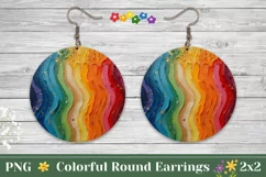Art Paint Round Earrings PNG, Abstract Round Earring Design Product Image 1