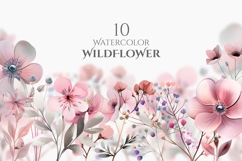 Pink Wildflower Clipart PNG, Watercolor Flower Ornament Product Image 1