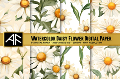 Watercolor Daisy Flower Digital Paper Product Image 1