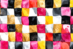 Watercolor Checker Pattern Colorful Artistic Abstract Design Product Image 1