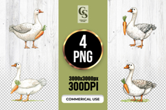 Watercolor Goose Holding Carrot Clipart Sublimation PNG Product Image 1