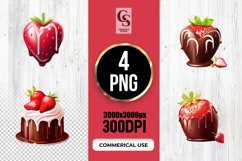Chocolate Dipped Strawberry Sublimation Clipart PNG Product Image 1