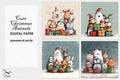 Christmas Animals digital paper, Christmas background clipar Product Image 1