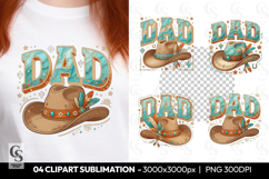 Western Dad Cowboy Clipart Sublimation PNG Product Image 1