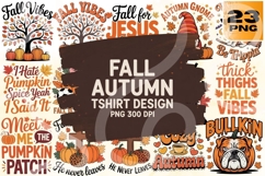 Fall Autumn T-shirt Design Bundle PNG - 23 Designs Product Image 1